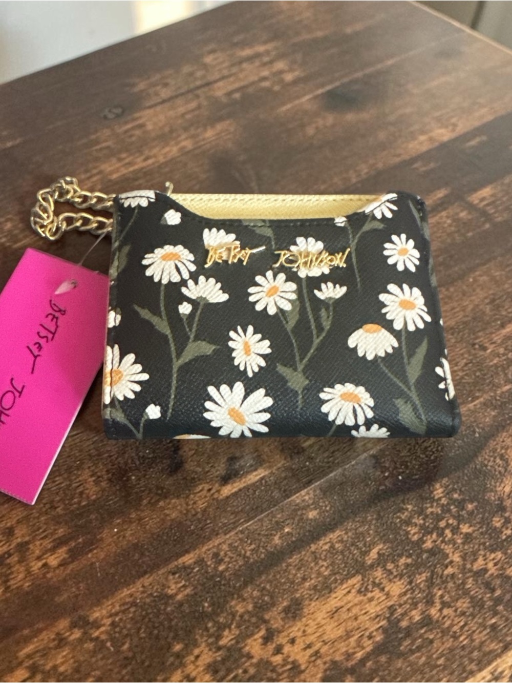 Betsey Johnson Black Daisy Chain Card Holder Wallet